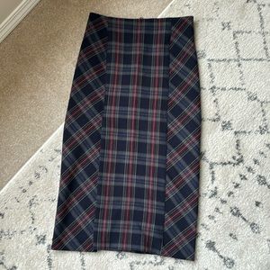 FREE PEOPLE tartan plaid 3/4 length skirt with side slit. Size 2